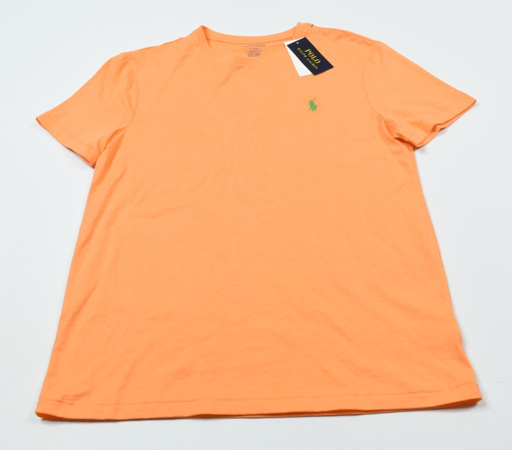 Polo Ralph Lauren T-Shirt Mens Medium Orange Slim Fit Short Sleeve Crew Neck